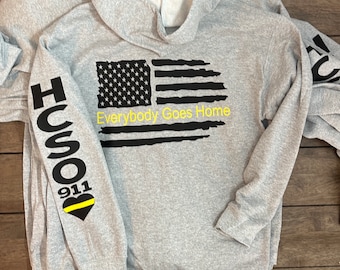 Dispatcher Hoodie Personalized Sleeve-Everybody Goes Home Hoodie- 911 Dispatcher Shirt/ Police Dispatcher Hoodie/ 911 dispatcher gift