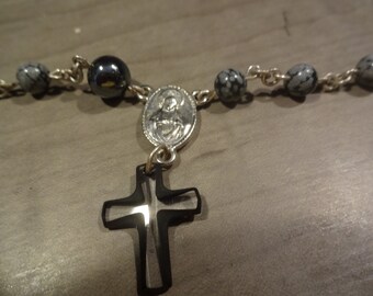 Single Decade Sterling Silver Rosary Bracelet
