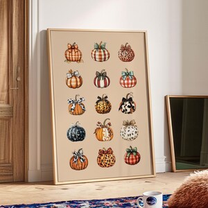 Impresión de calabaza bohemia, decoración de pared de otoño, descarga digital, póster de cocina retro, arte de pared de otoño, decoración de granja