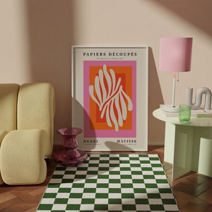 Matisse Beige Poster, Matisse Cutouts Poster, Pink-Orange Print, 60&#39;s Retro Decor, Matisse Print, Eclectic Home Decor, Botanical Poster