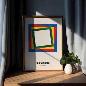 Bauhaus Geometric Square Print, Mid-Century Modern Wall Art (Digital Download)