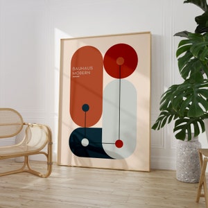 Bauhaus Poster Print, Bauhaus druckbares Ausstellungsplakat, Geometrische Wandkunst, Mid Century Modern, Bauhaus Decor, Minimalistische Retro Wandkunst