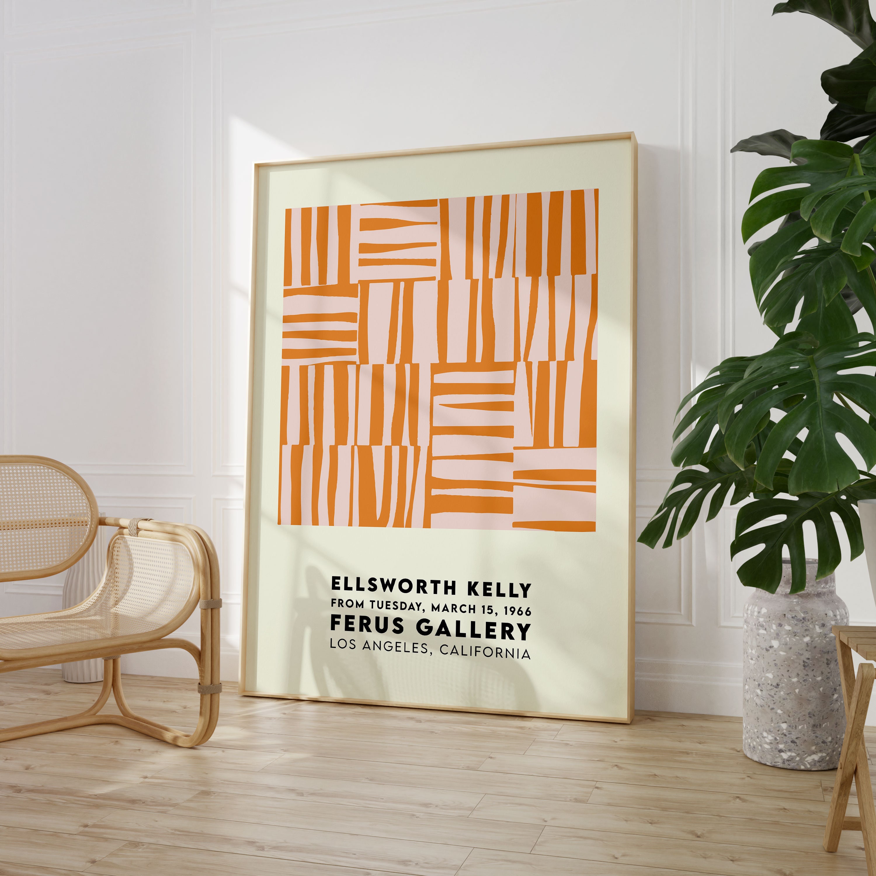 Ellsworth Kelly Exhibition Poster, Orange Stripes Abstract Print