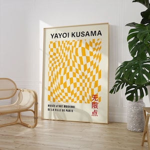 Yayoi Kusama Exhibition Poster, Gallery Wall Art, Checkered Kusama Print, Japandi Decor, Digital Download, Japanese Print, Printable Poster