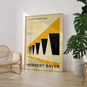 Yellow Geometric Bauhaus Print, Museum Poster, Architectural Print, Digital Download, Vintage Poster, Office Wall Decor