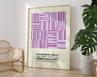 Ellsworth Kelly Lilac Stripes Exhibition Poster, Mid-Century Abstract Art (Digital Download)