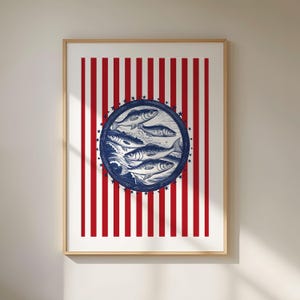 Sardines Retro Poster, Printable Coastal Home Decor, Modern Vintage Food Illustration, Kitchen Decor, Trendy Wall Art