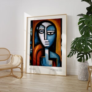 Pablo Picasso Abstract Geometric Faces Digital Wall Art Print, Vintage Maximalist Poster, Famous Artist Print, Instant Download