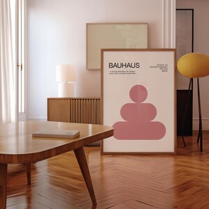 Bauhaus Trendy Abstract Poster, Bauhaus Pastel Pink Printable Exhibition Poster, Geometric Wall Art, Mid Century Modern, Digital Download