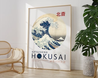 Hokusai Poster, Japanese Wall Art, Vintage Print, The Great Wave Print, Japandi Decor, Digital Download, Printable Wall Art, Vintage Poster