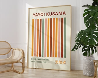 Yayoi Kusama Exhibition Poster, Gallery Wall Art, Retro Colors Kusama Print, Kusama Nets, Digital Download, Japanese Decor, Printable Poster