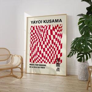 Yayoi Kusama Exhibition Poster, Gallery Wall Art, Checkered Kusama Print, Japandi Print, Digital Download, Japanese Decor, Printable Poster