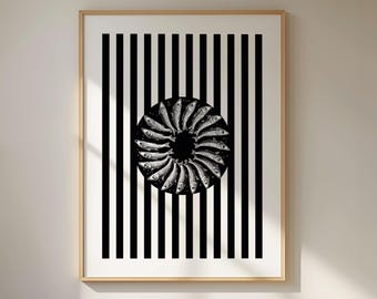 Black Striped Sardines Retro Poster, Printable Coastal Home Decor, Vintage Food Illustration, Kitchen Decor, Trendy Wall Art