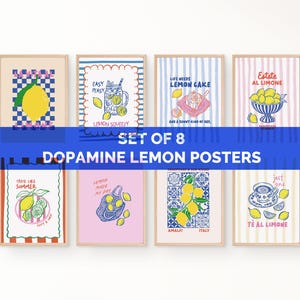 Eclectic Poster Bundle, Lemon Summer Print, Trendy Maximalist Home Decor, Preppy Gallery Wall Set, Dopamine Wall Art, Digital Download