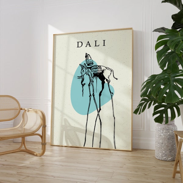 Salvador Dali Poster, Red Elephant Poster, Digital Download, Dali Art Print, Surrealism Art, Museum Art Gallery, Minimalist Wall Art