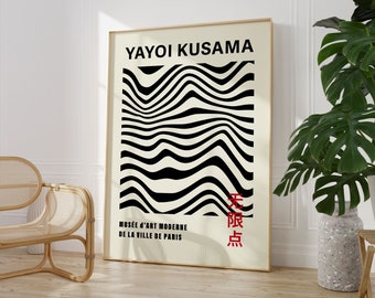 Yayoi Kusama Exhibition Poster, Minimalist Japanese Wall Art (Digital Download)