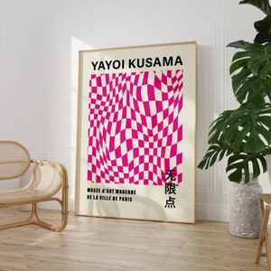 Yayoi Kusama Exhibition Poster, Gallery Wall Art, Checkered Kusama Print, Japandi Pirnt, Digital Download, Japanese Decor, Printable Poster