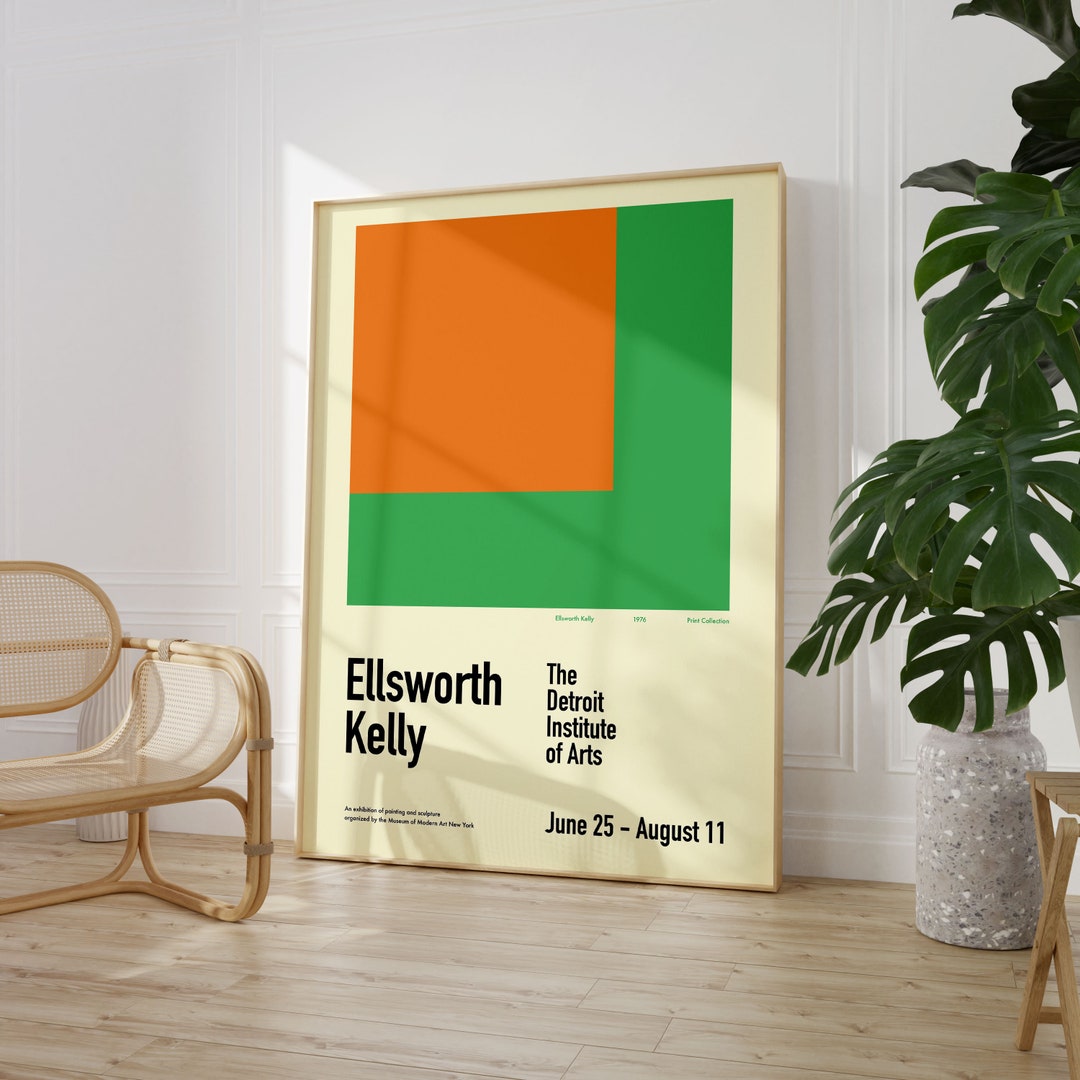 Ellsworth Kelly Exhibition Poster, Green & Orange Print (digital