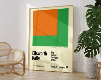 Ellsworth Kelly Exhibition Poster, Green & Orange Print (Digital Download)