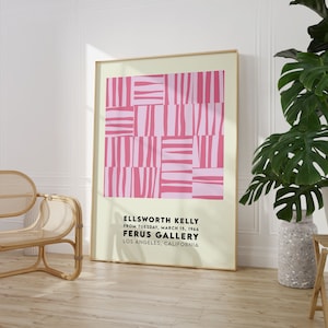 Ellsworth Kelly Exhibition Poster, Pink Stripes Print, Abstract Art, Midcentury Print, High Quality Digital Download