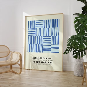 Ellsworth Kelly Exhibition Poster, Blue Stripes Print, Abstract Art, Art Reproduction, Midcentury Print, High Quality Digital Download