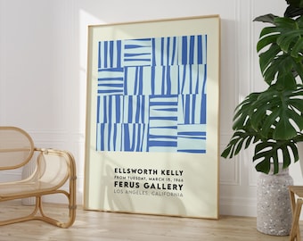 Ellsworth Kelly Exhibition Poster, Blue Abstract Art Print (Digital Download)