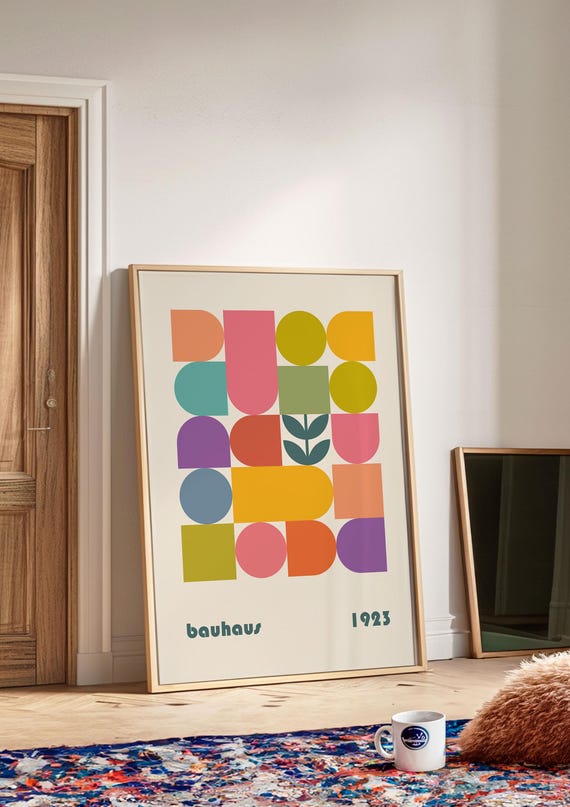 20 Geometric Abstract Bauhaus Poster Bundle, Trendy Home Decor