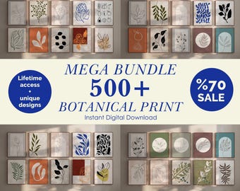 Botanical Gallery Wall Set of 500 Poster, Abstract Floral Decor Wall Art, Mega Bundle Digital Download, Aesthetic Prints, Girly Room Decor