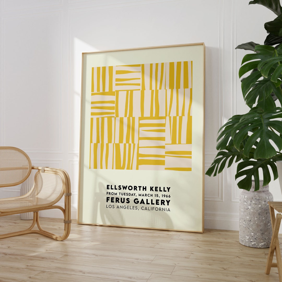 Ellsworth Kelly Exhibition Poster, Yellow Stripes Geometric Art