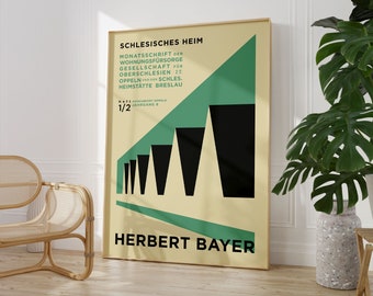 Green Geometric Bauhaus Print, Museum Poster, Architectural Print, Digital Download, Vintage Poster, Office Wall Decor
