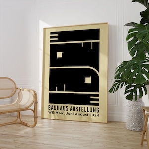 Black Bauhaus Exhibition Poster, Ausstellung Vintage Poster, Digital Download, Printable Wall Art, Minimalist Retro Wall Decor