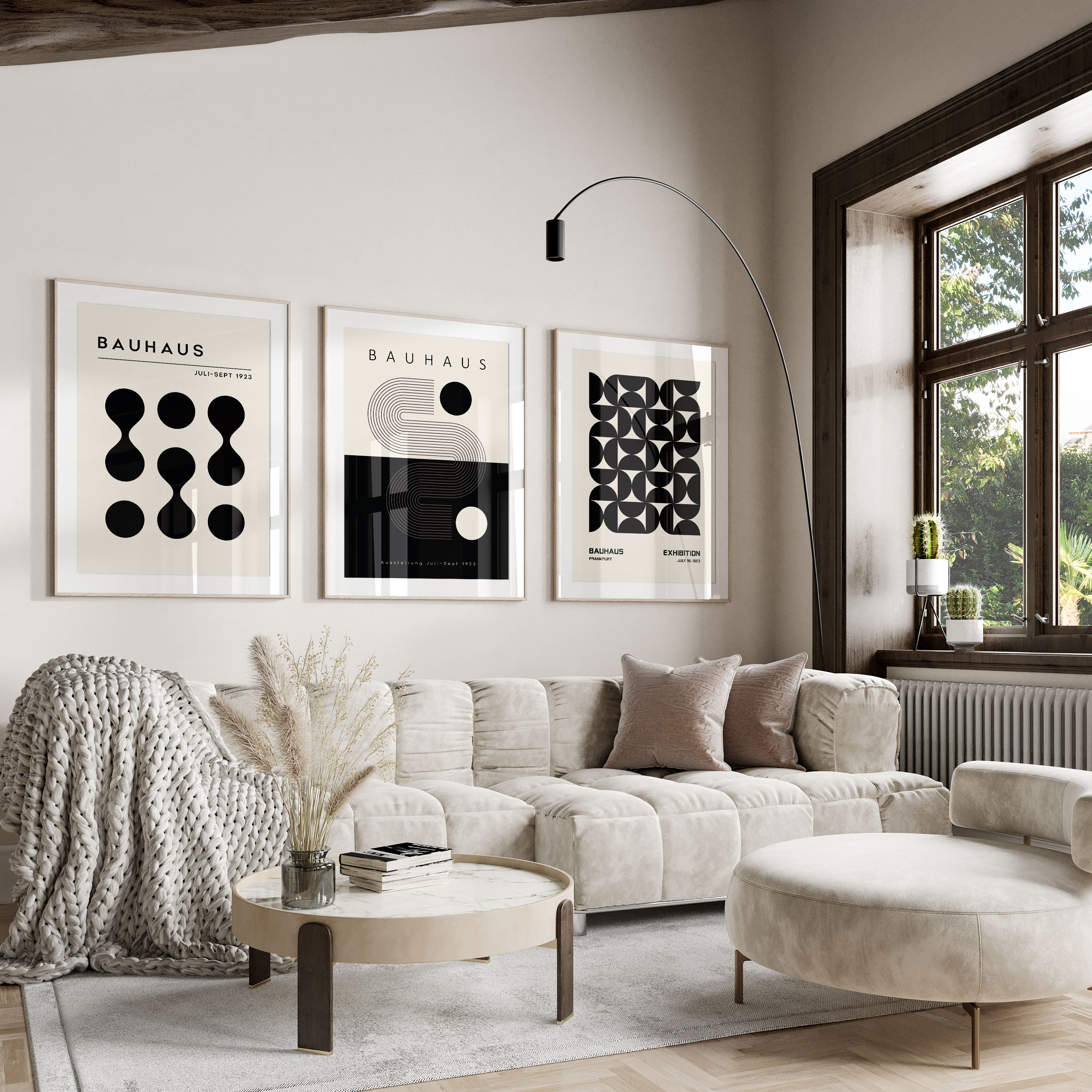 Black and White Geometric Bauhaus Poster Set, Mid-century Modern Wall ...
