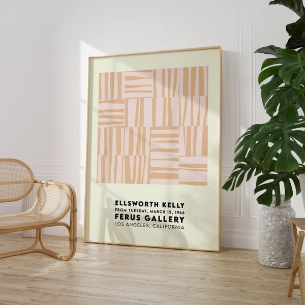 Ellsworth Kelly Exhibition Poster, Beige Stripes Print, Abstract Art, Midcentury Print, High Quality Digital Download