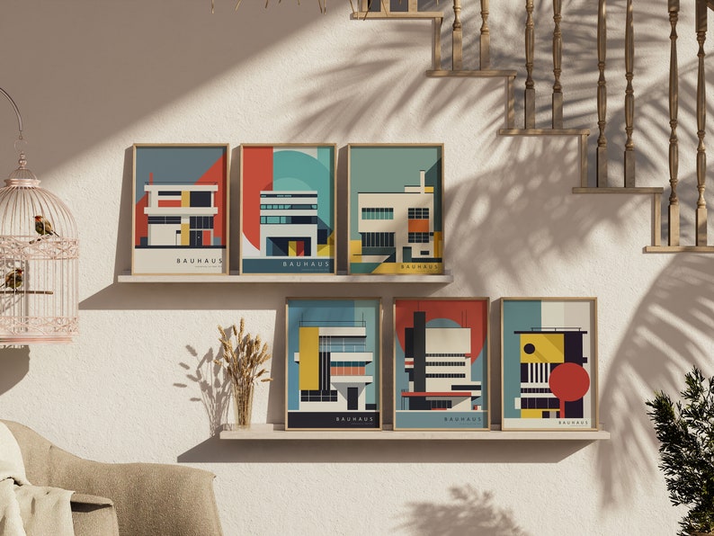 Bauhaus Architecture Print Set, Mid Century Modern Gallery Wall ...