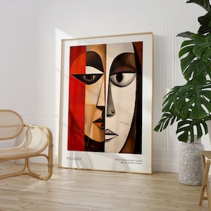 Pablo Picasso Digital Wall Art Print, Vintage Maximalist Abstract Geometric Faces Poster, Famous Artist Print, Instant Download