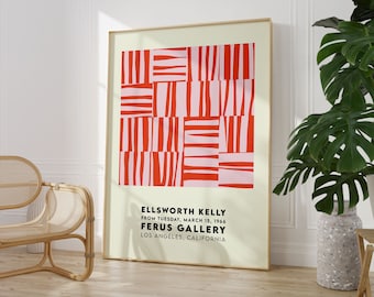 Ellsworth Kelly Exhibition Poster, Red Stripes Geometric Print (Digital Download)