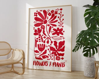 Flower Market Print, Digital Download, Living Room Decor, Flowers and Plants Poster, Flower Wall Decor, Botanical Poster, Florist Gift