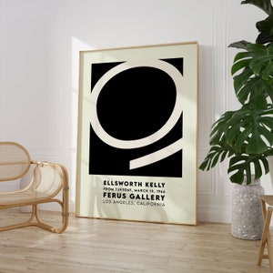 Ellsworth Kelly Exhibition Poster, Black Geometric Print, Abstract Art, Art Reproduction, Midcentury Modern, High Quality Digital Download