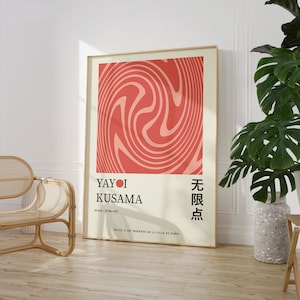 Yayoi Kusama Exhibition Poster, Gallery Wall Art, Kusama Print, Pink Poster, Digital Download, Japanese Decor, Printable Minimalist Poster