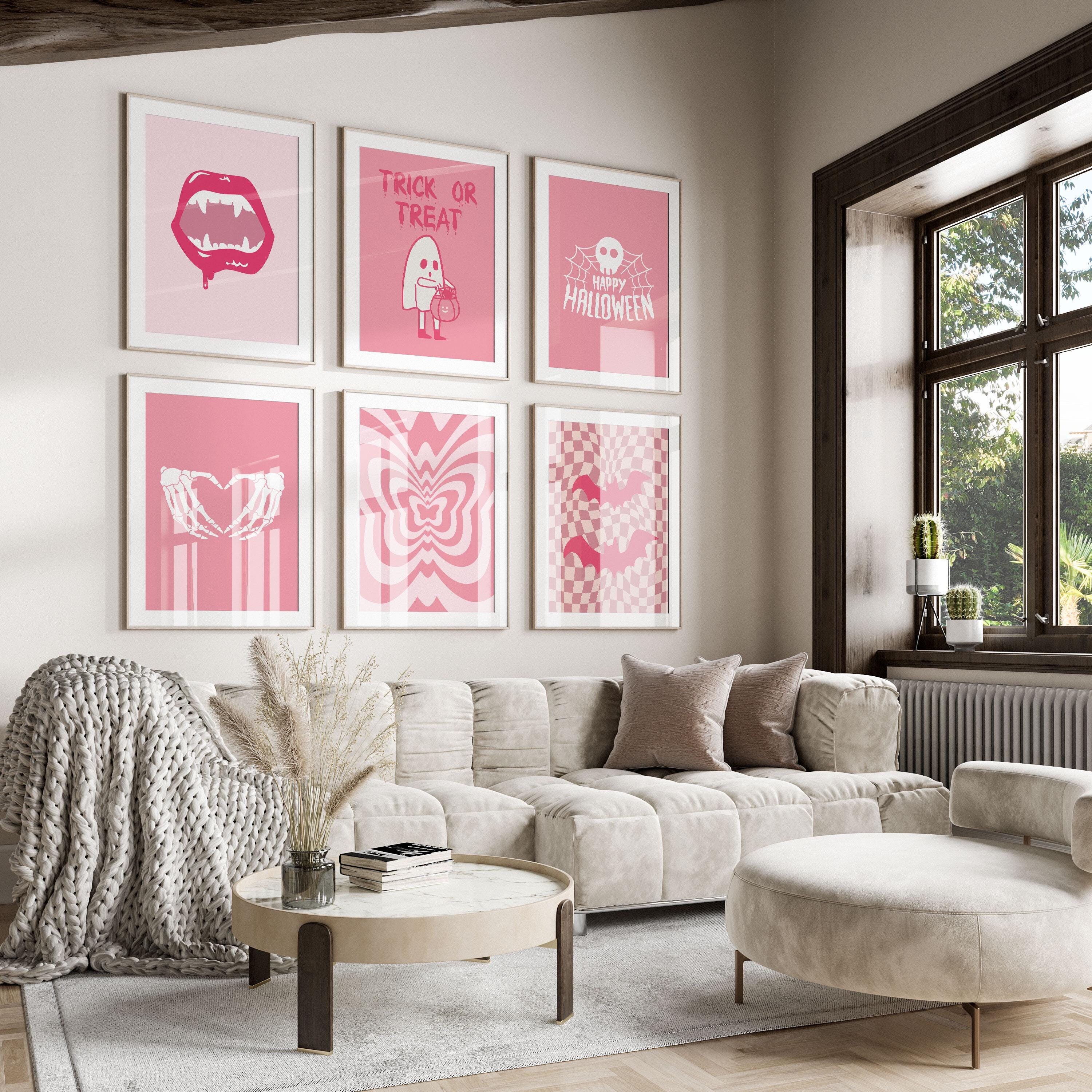 Pink Halloween Set of 6 Poster, Coquette Halloween Decor, Girly Preppy ...