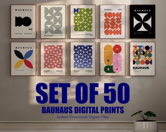 Geometric Bauhaus Print Set, Gallery Wall Art (Digital Download)