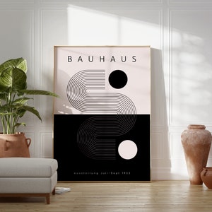 Bauhaus Geometric Black&White Printable Exhibition Poster, Mid Century Modern Decor, Minimalist Retro Wall Art