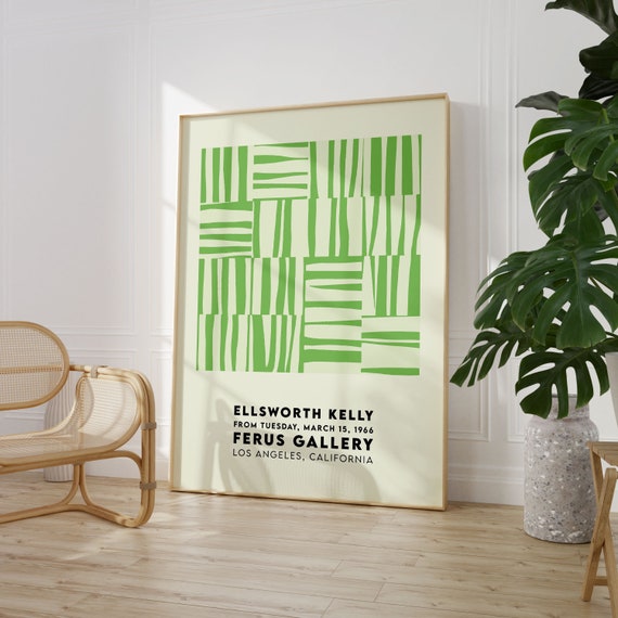 Ellsworth Kelly Exhibition Poster, Green Stripes, Midcentury