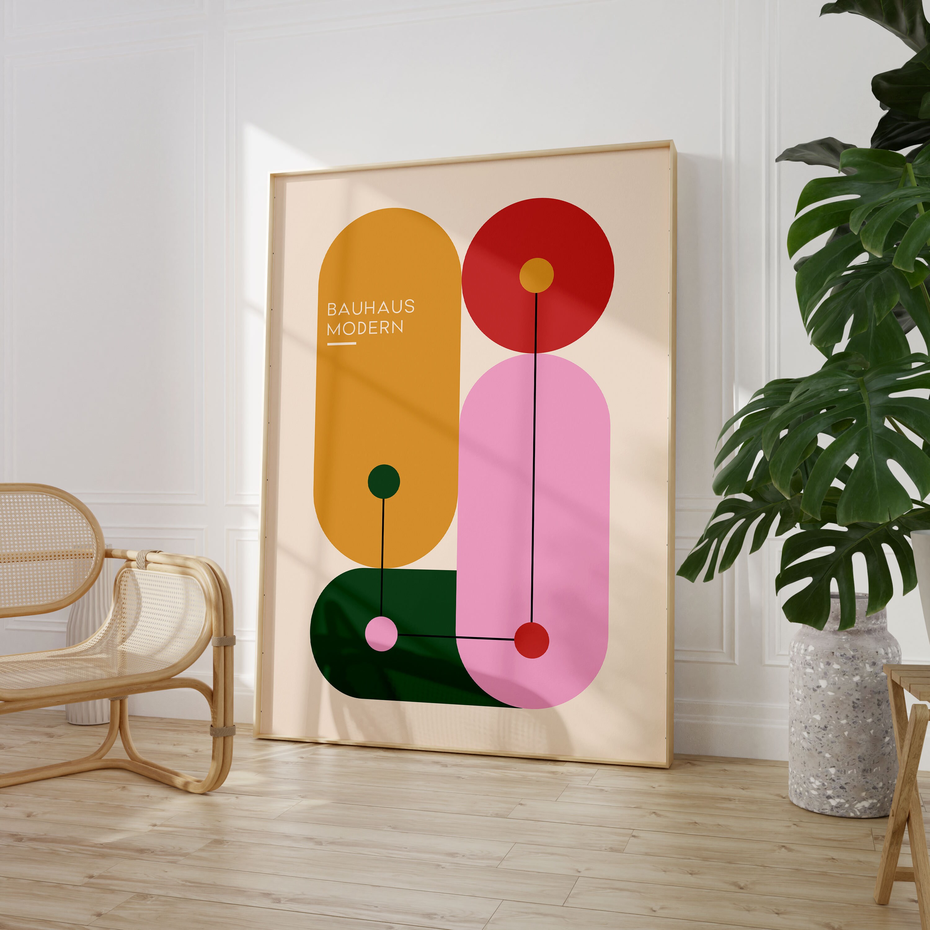 Bauhaus Exhibition Poster Print, Geometric Mid Century Modern Wall Art ...