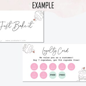 Minimalistische Treuekarten Vorlage für Kleinunternehmen | Kundenkarte | Cupcake Canva bearbeitbare Locher-Treuekarte | Canva Template