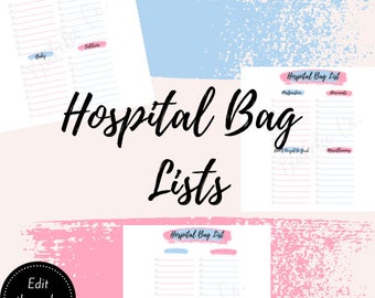 Editable Hospital Packing List - Etsy