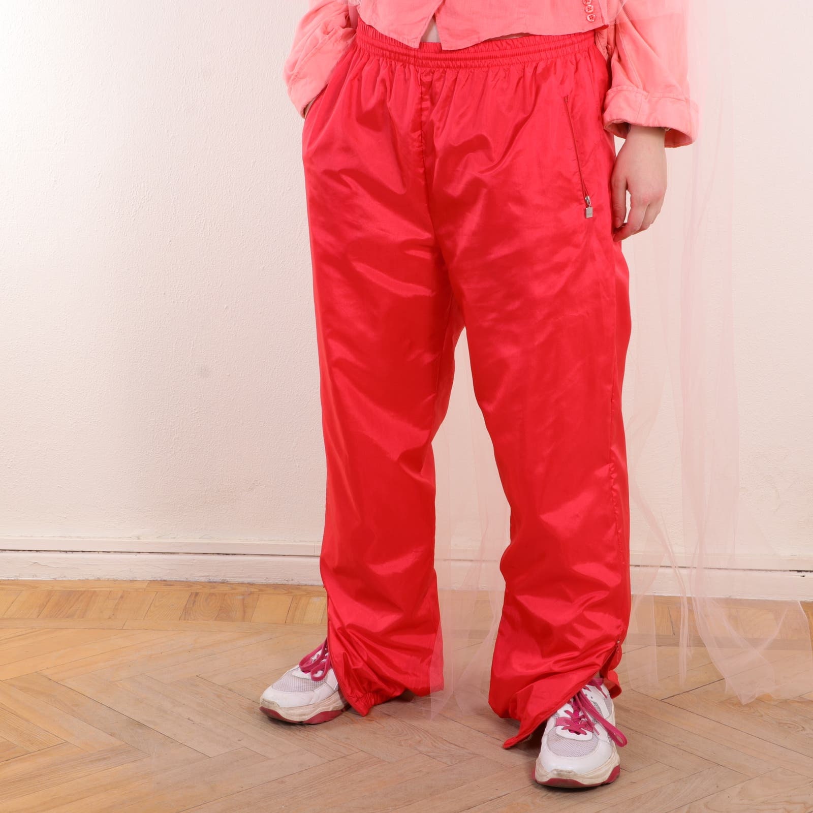 Blue Side striped pants Baggy Track Pants, swishy pants 90s