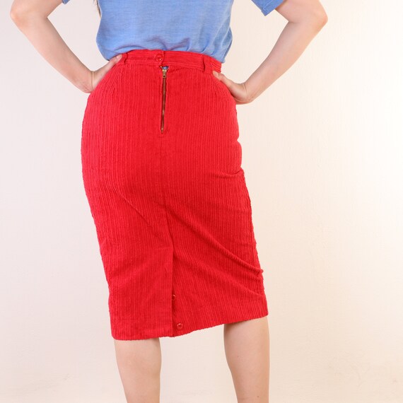 Vintage 80s 90s Corduroy Pencil Skirt With Pockets and Buttons Minimalist Capsule Wardrobe S Etsy