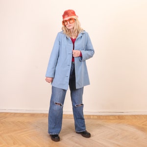 Vintage Finnish Blue jacket, short coat M, Retro Hooded Windbreaker image 6