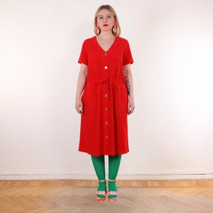 Y2K Terrycloth button down house dress in Red Cotton Blend EU44 L/XL image 6